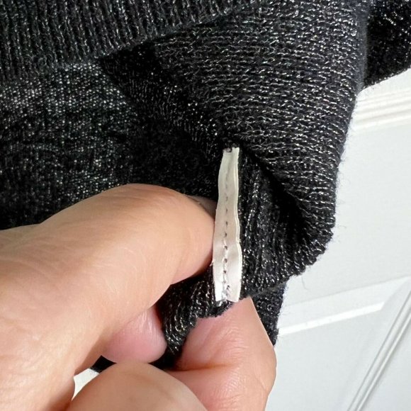 Zara Womens Black Metallic Crew Neck Pullover Asymmetrical Knit Sweater Sz M - Picture 9 of 9